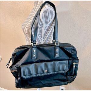 Travanti Laptop Bag Black Gold Hardware Red Interior Large Work Tote